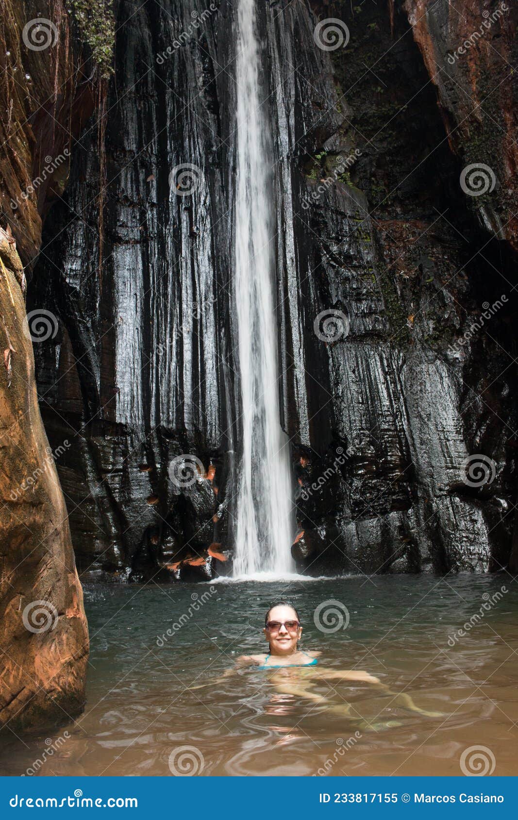 the waterfall cachoeira capelao, in brazil