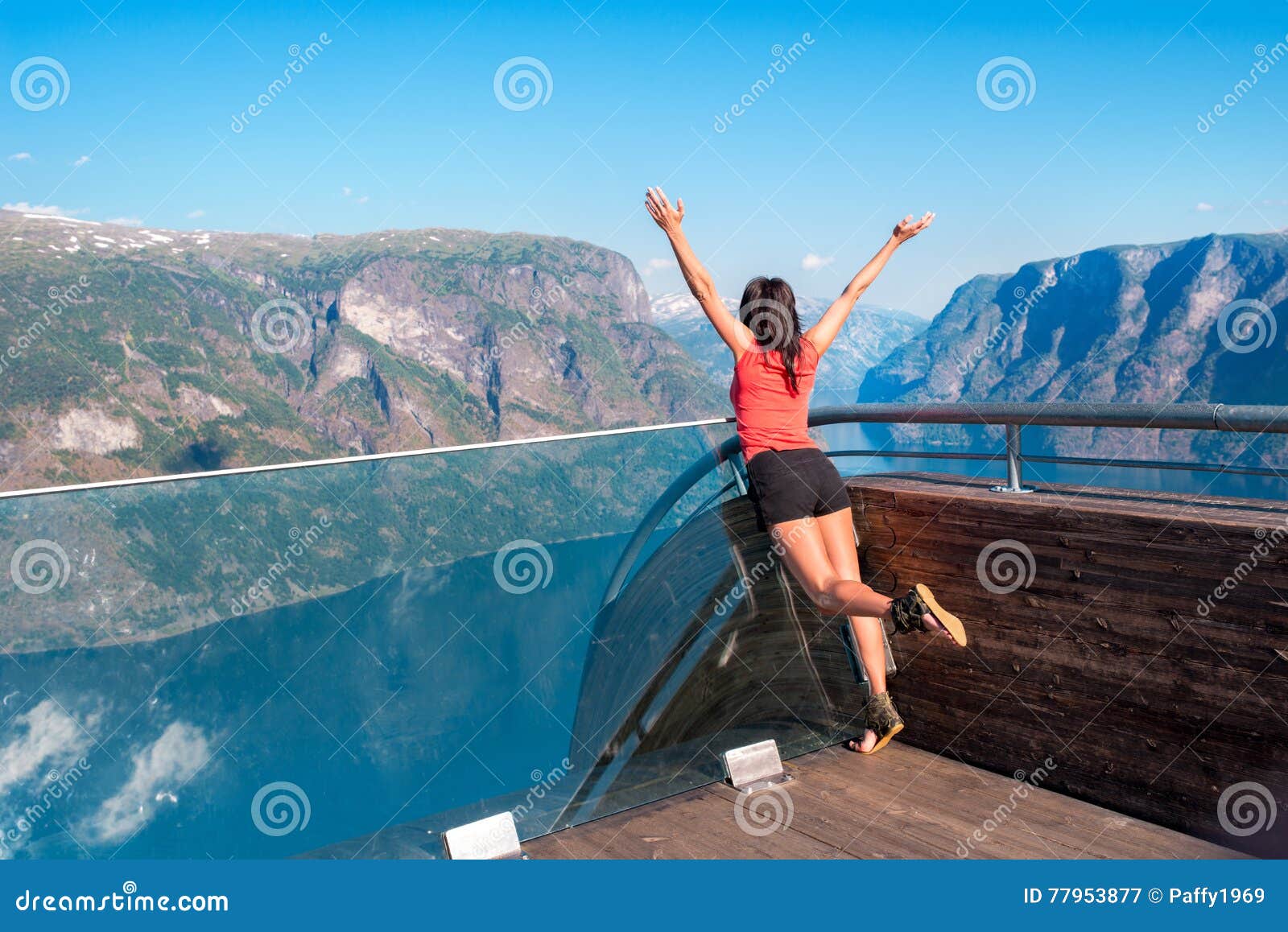 woman enjoying scenics from stegastein viewpoint