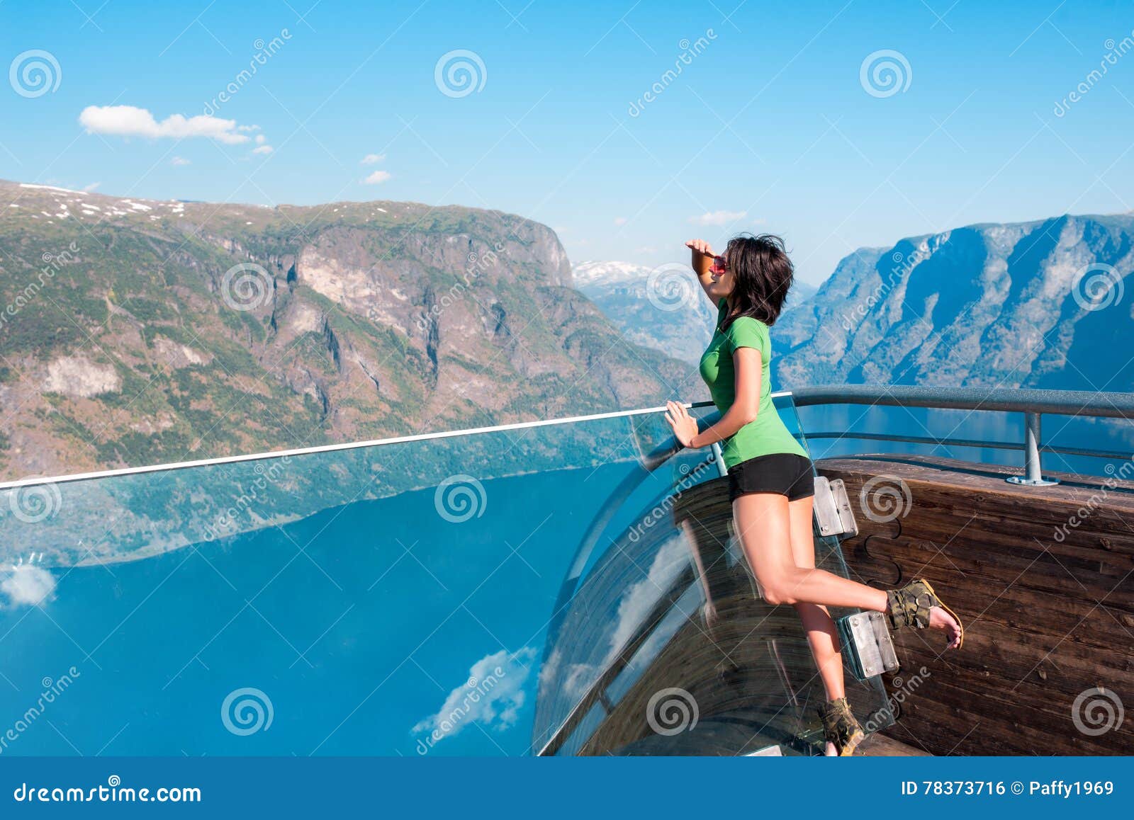 woman enjoying scenics from stegastein viewpoint