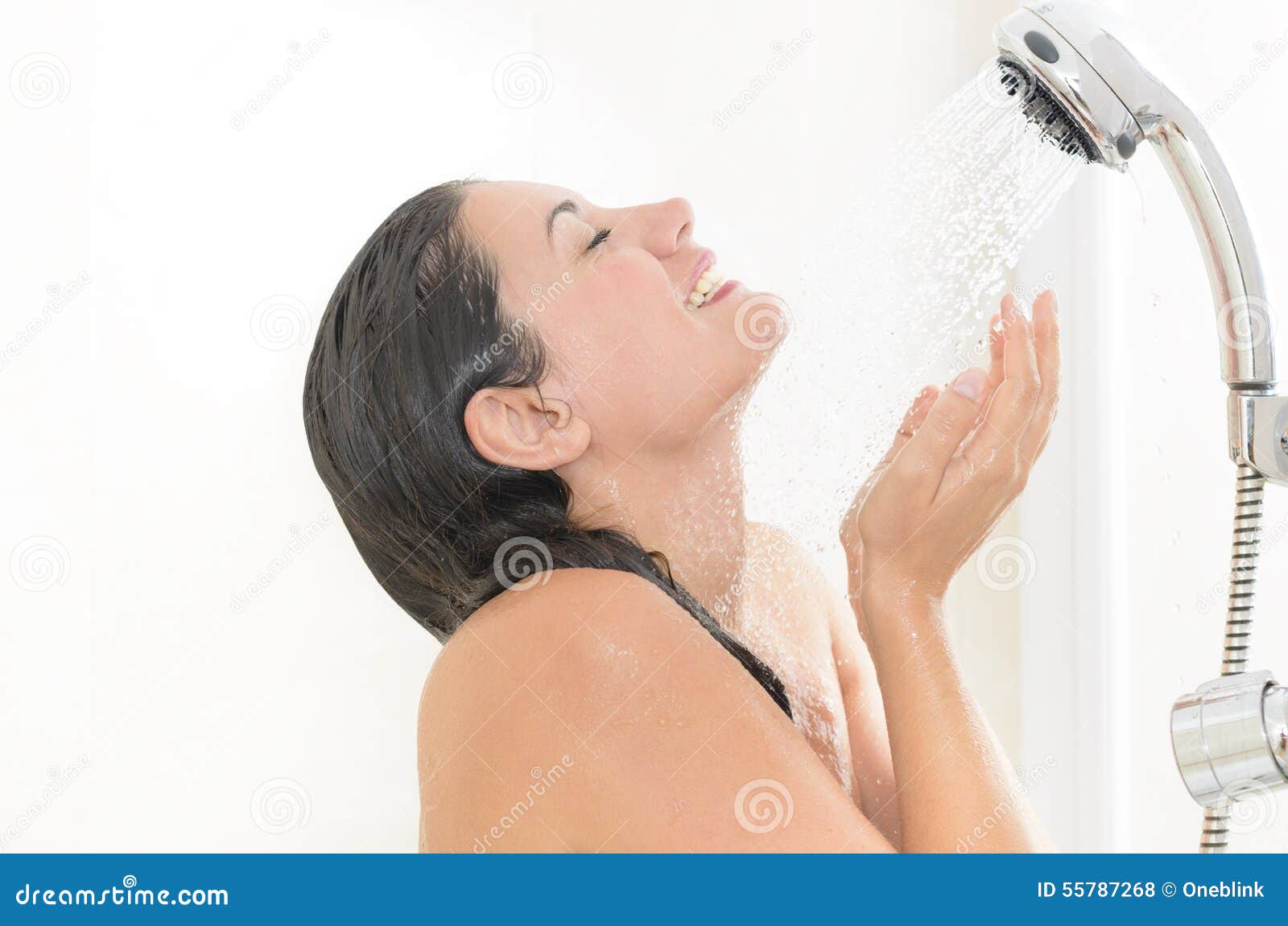 woman enjoying a shower