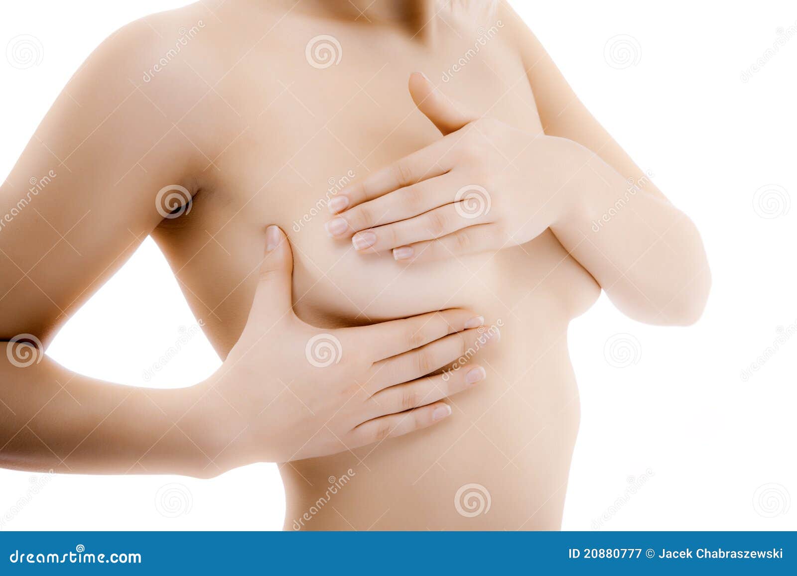 Woman's bare chest, side view, B&W, Stock Photo, Picture And