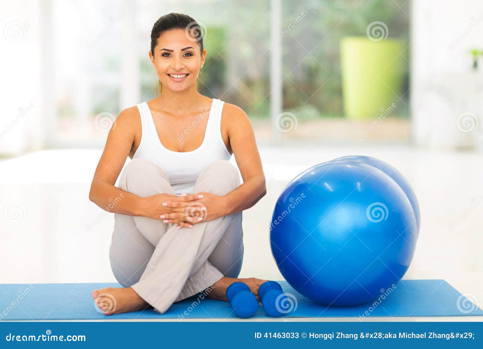 Woman exercise ball stock image. Image of cute, home 41463033
