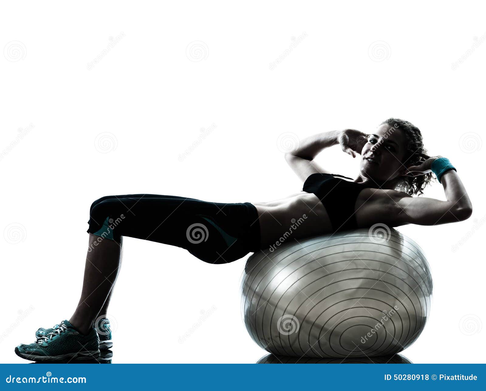 Woman Fitness Swiss Ball Excercises Silhouette Stock Photo - Image of training, workout: 87965940