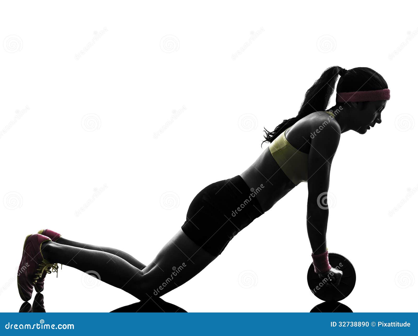 woman exercising fitness workout abdominal toning wheel silhouette
