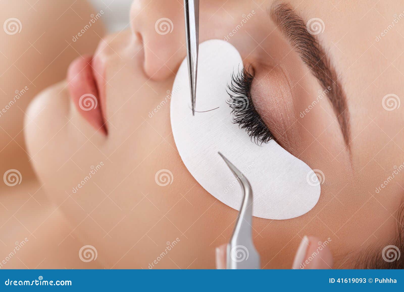 woman eye with long eyelashes. eyelash extension