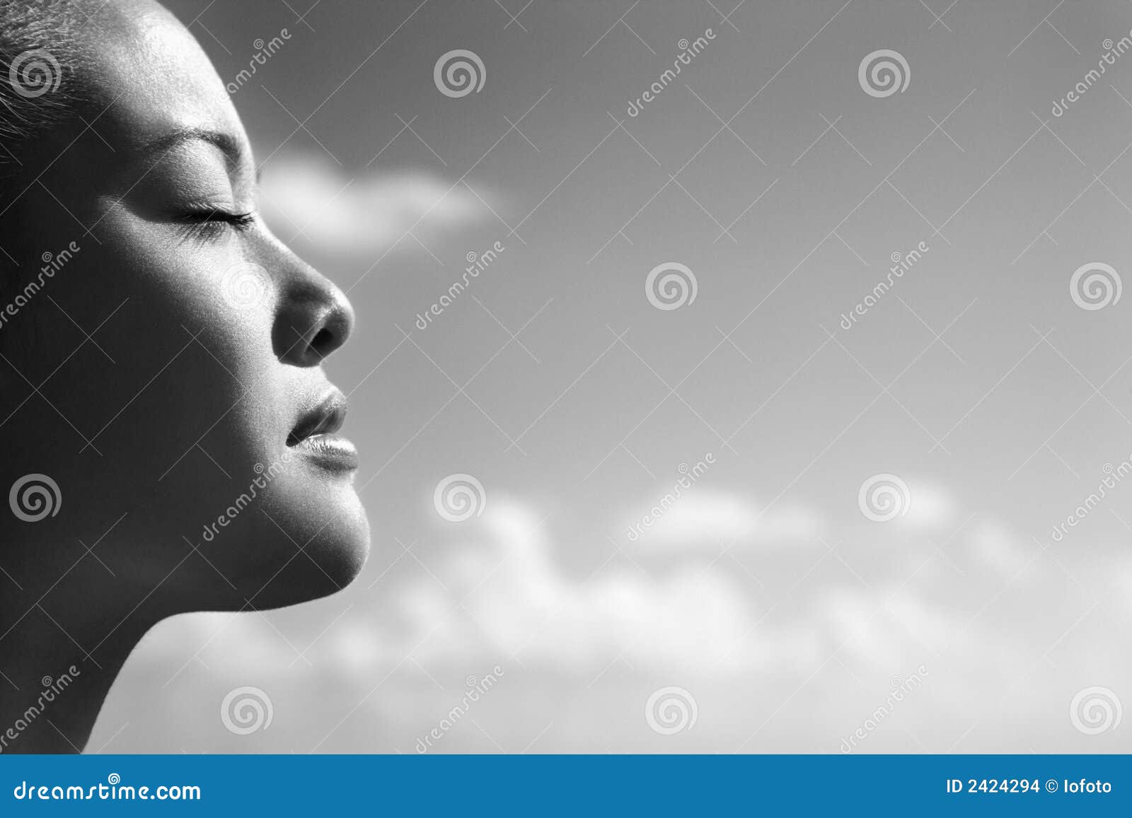 woman with eyes closed.