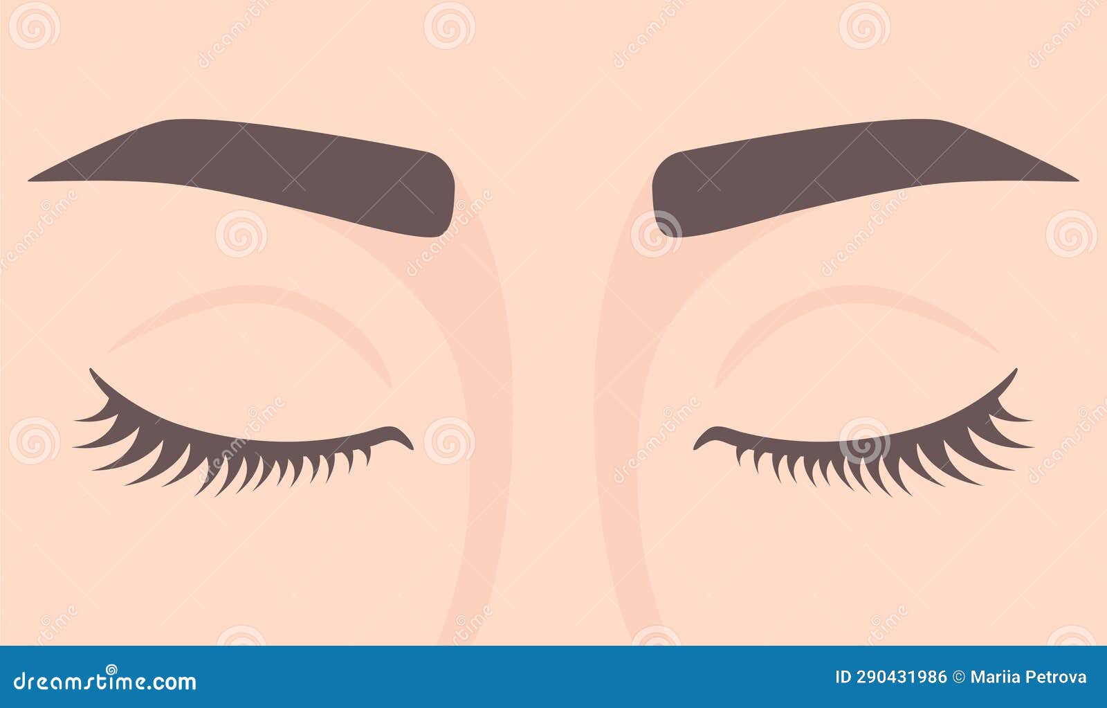 Woman with Eyes Closed. Closed Eyes with Lashes and Eyebrows Stock