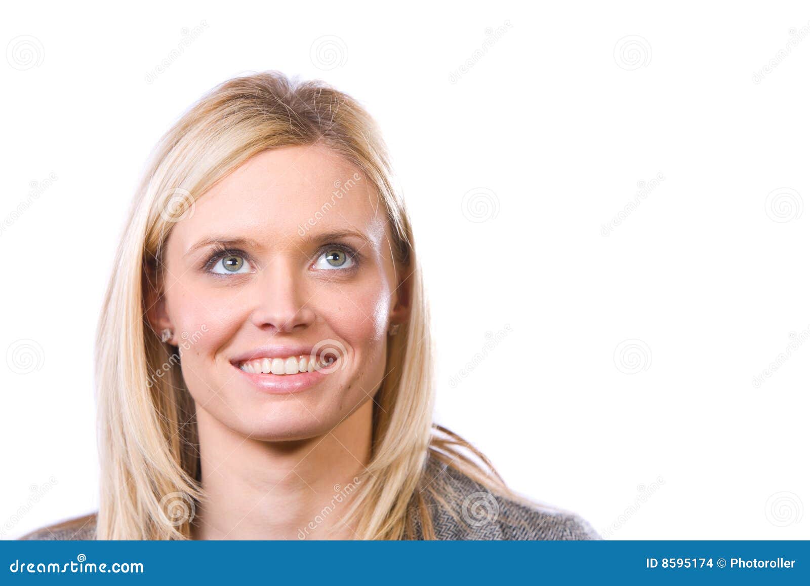 Woman eyes looking up stock photo. Image of copyspace 8595174