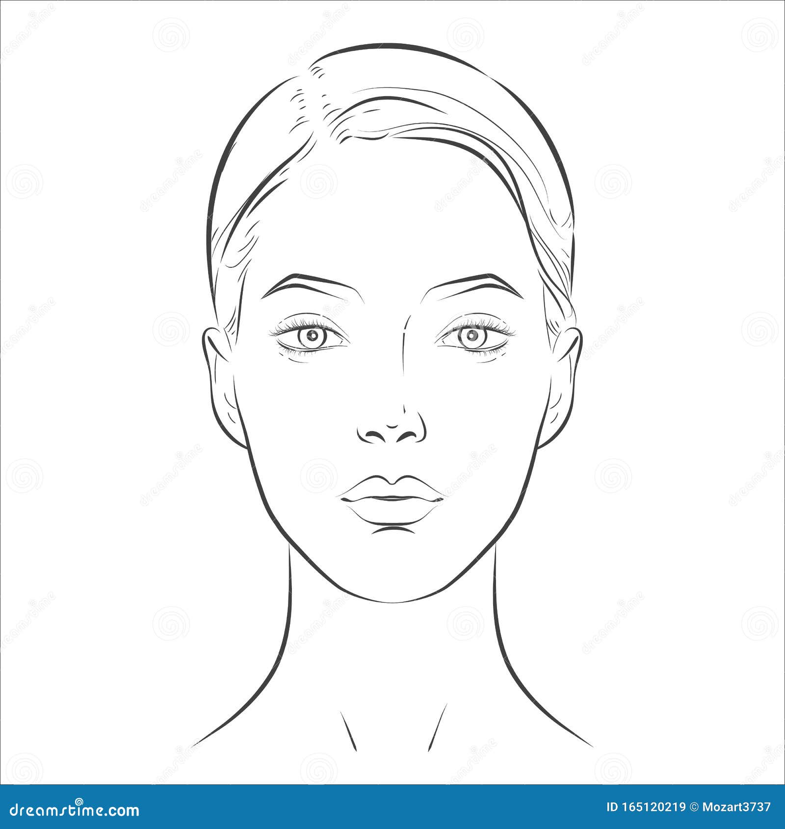 Woman Face Line Art Outline Drawing Stock Vector Royalty Free 1664034313   Shutterstock