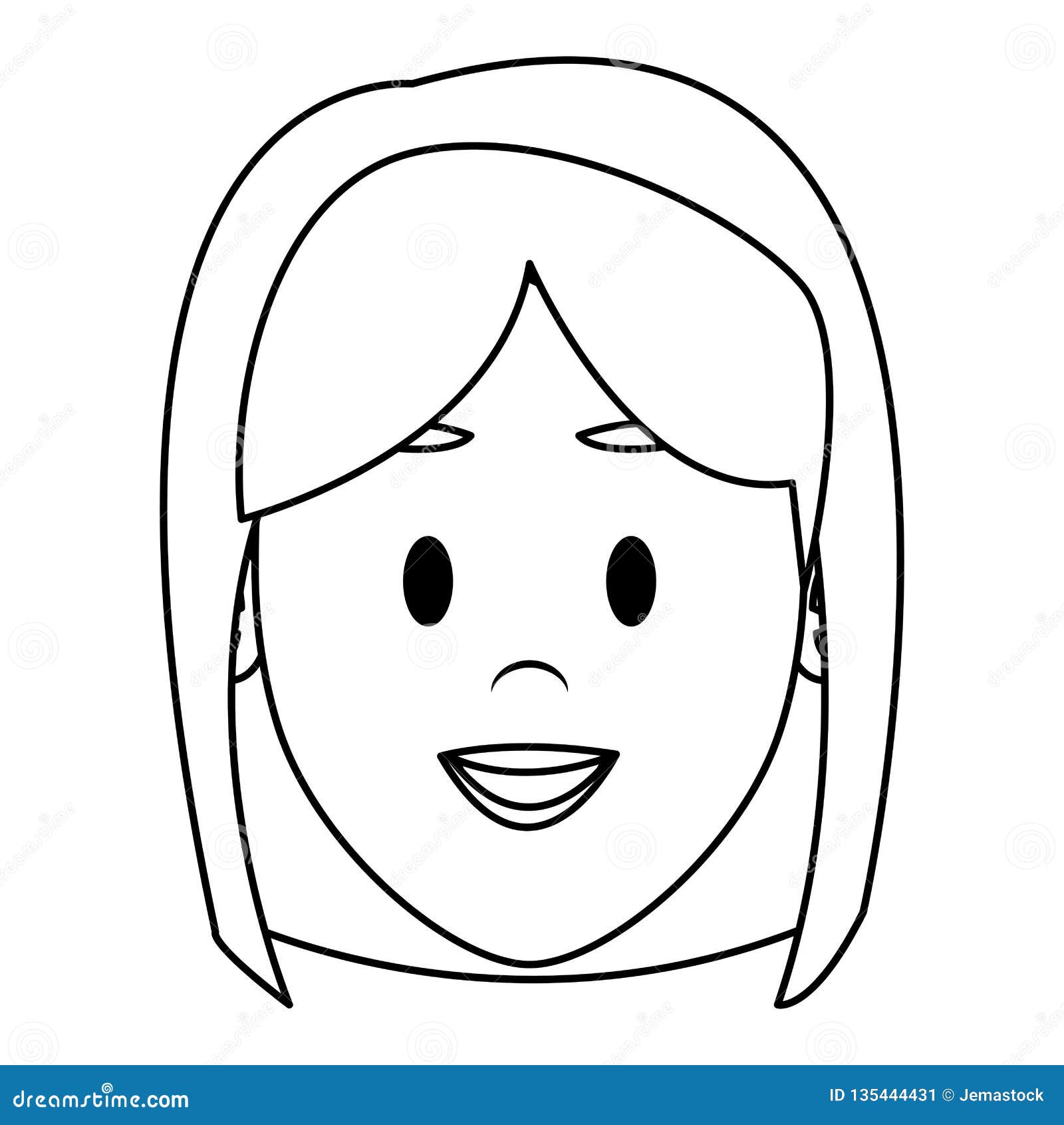 Woman Face Cartoon in Black and White Stock Vector - Illustration of