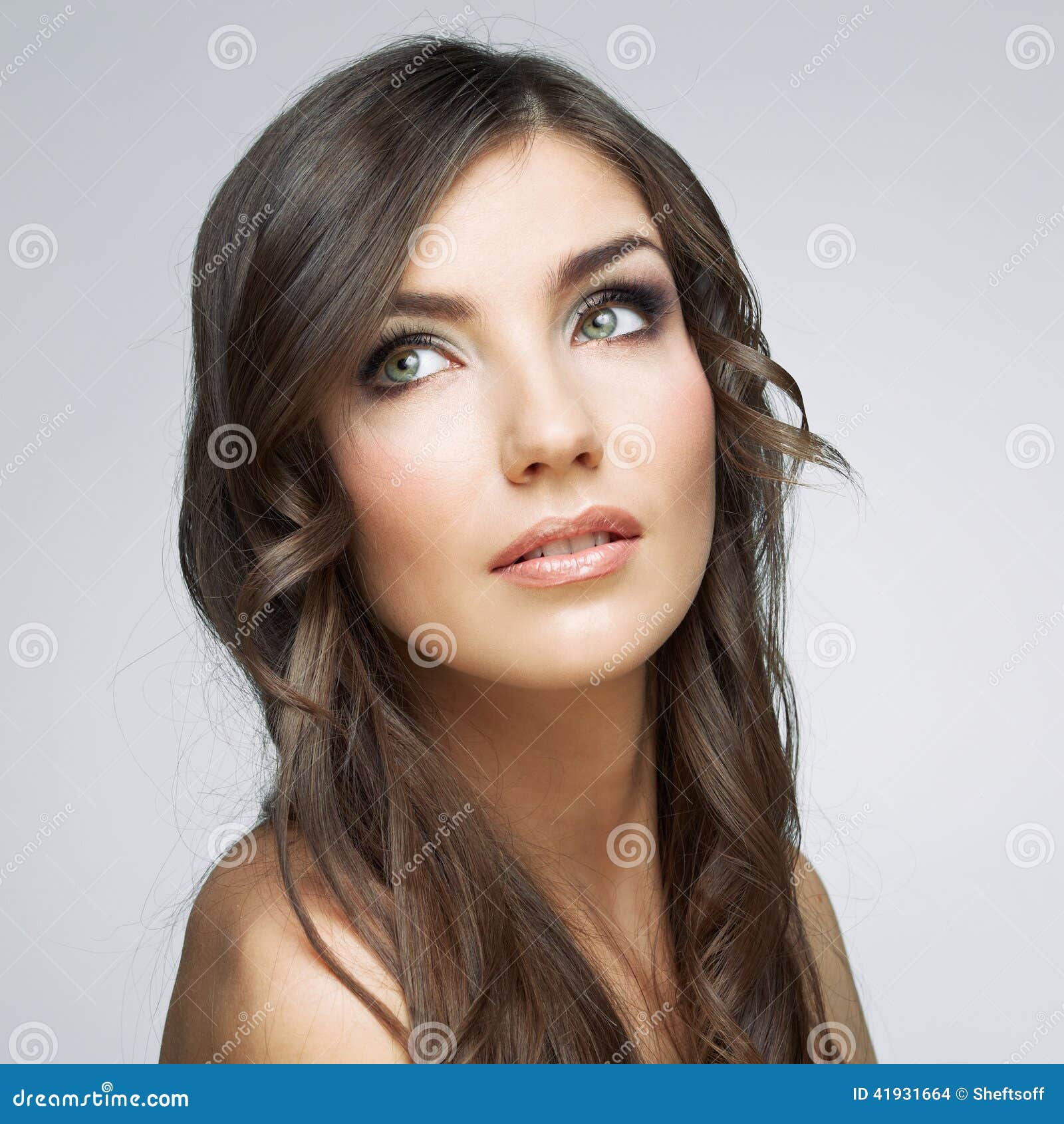 Woman Face Close Up Beauty Portrait. Girl with Long Hair Stock Photo ...