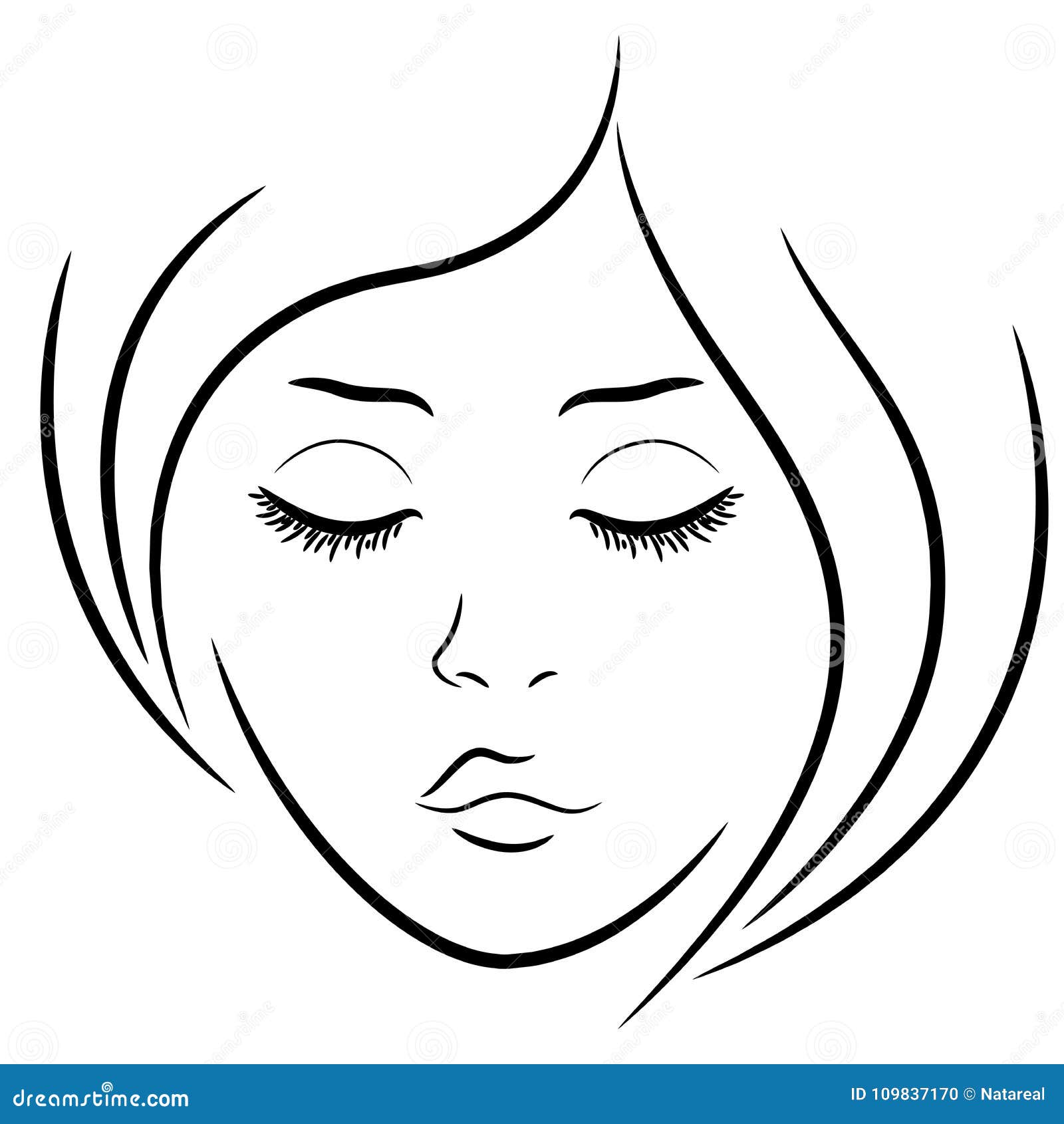 Face With Closed Eastern Almond Shaped Eyes With Makeup Golden Brown