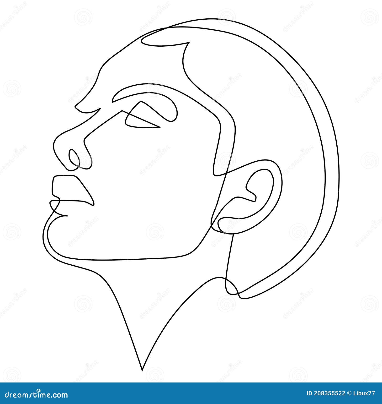 Woman Face Drawing Profile Side View Portrait Made Of