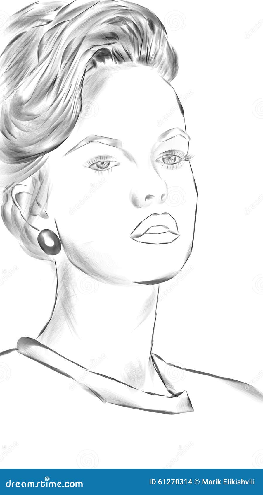 Woman face stock illustration. Illustration of drawn - 61270314