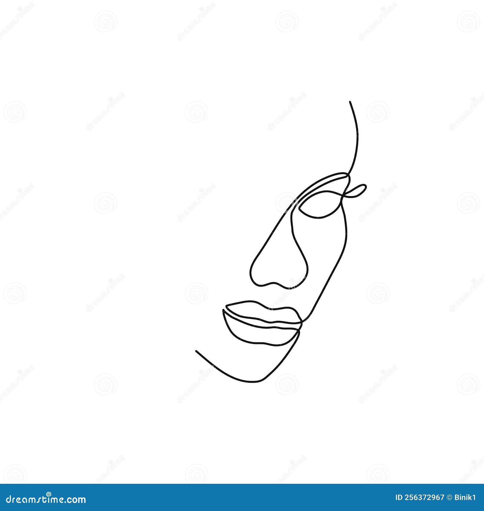 Woman Female Face Silhouette Vector Single Line Stock Illustration