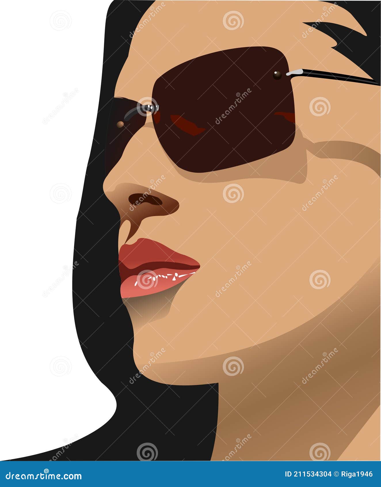 Woman face with sunglasses stock vector. Illustration of butterfly