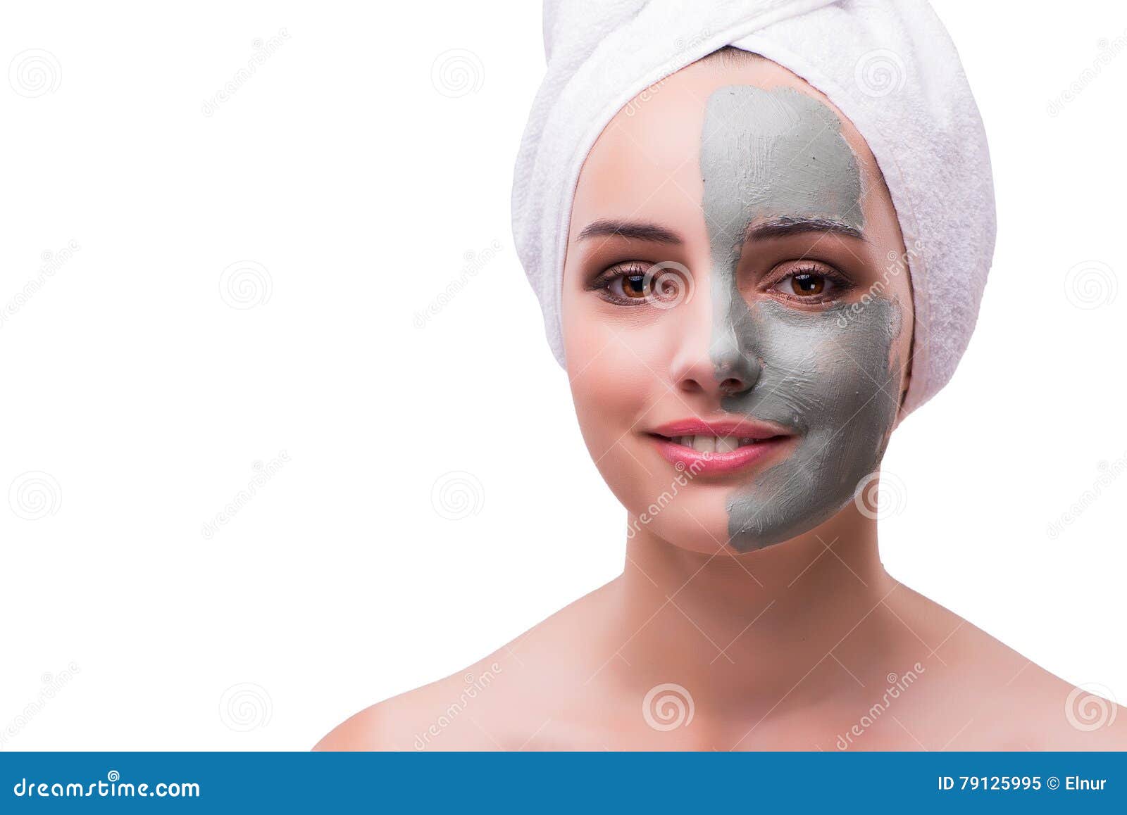 The Woman in Face Treatment Concept Isolated on White Stock Image