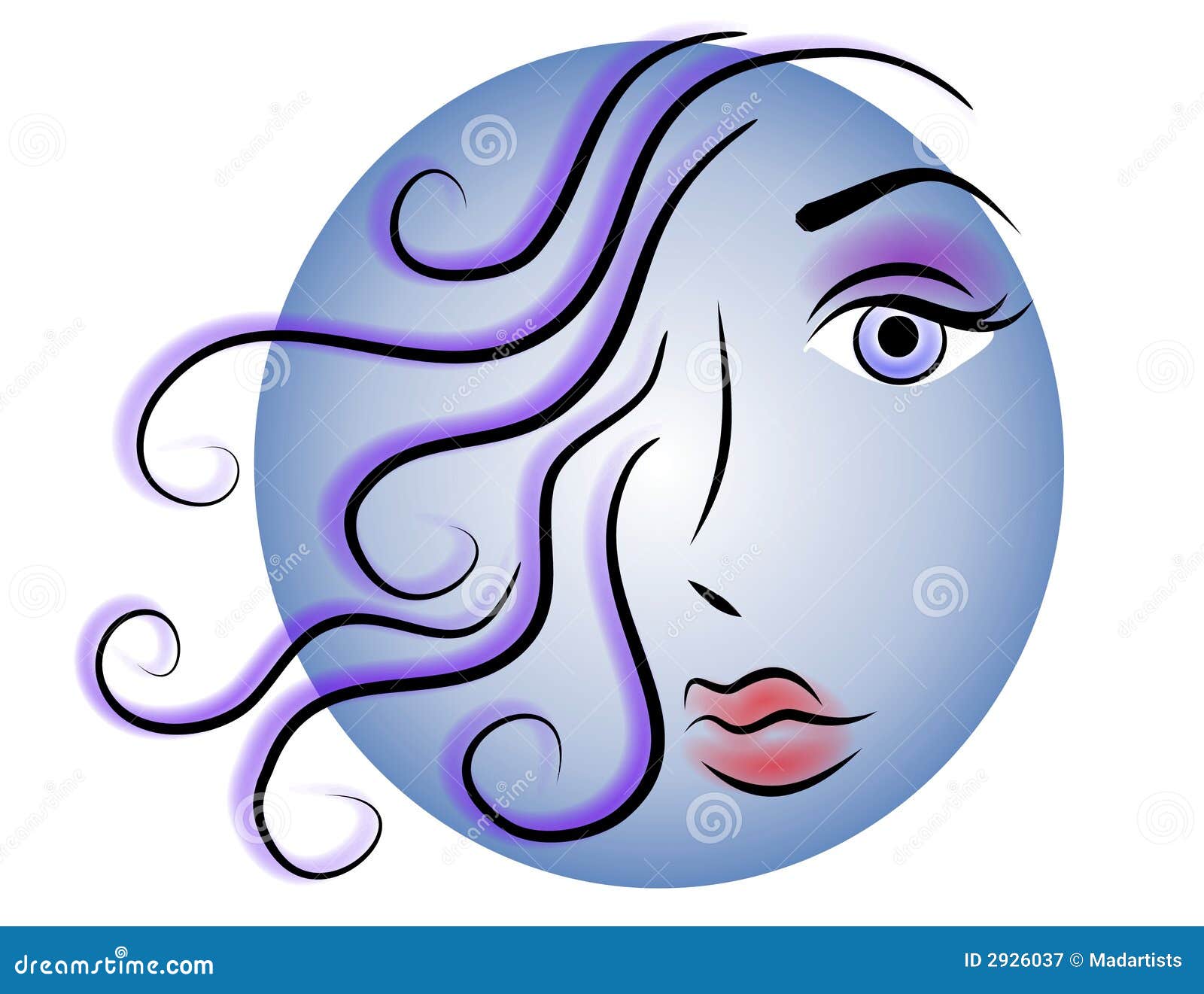 Woman Face Web Logo Icon Blue Stock Illustration - Illustration of clip