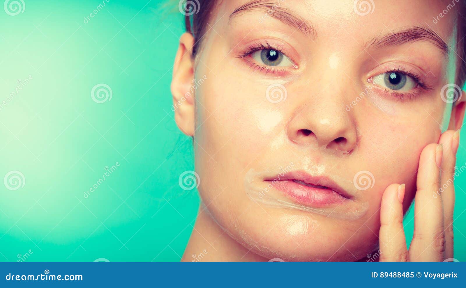 Woman In Facial Peel Off Mask Stock Image Image Of Complexion Peel 89488485