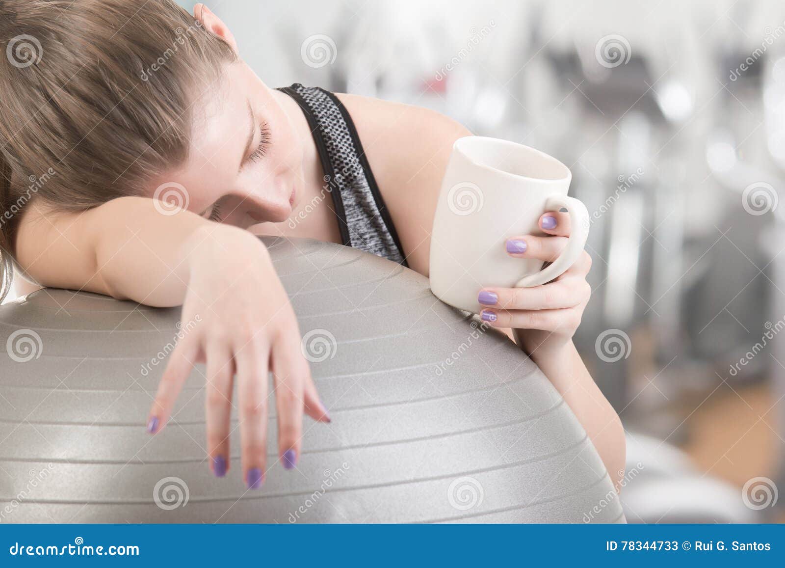 Woman Falling Asleep in the Gym Stock Image Image of relaxation, slim