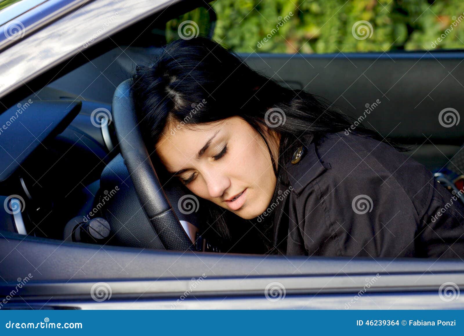 Woman Falling Asleep on Wheel in Car Drunk Stock Photo Image of