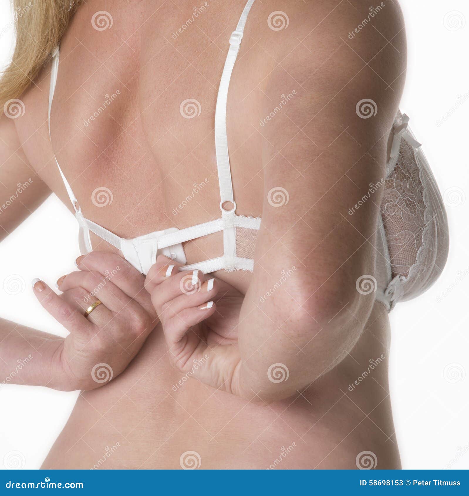 Women Removing Bra Hook Back Stock Photo, Picture and Royalty Free
