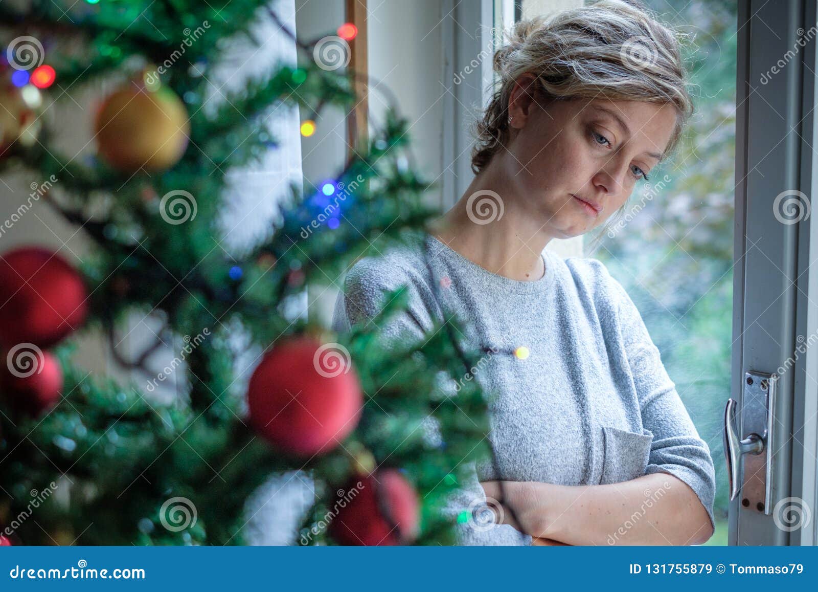 Woman Feeling Alone during Christmas Stock Image Image of background Alone At Christmas