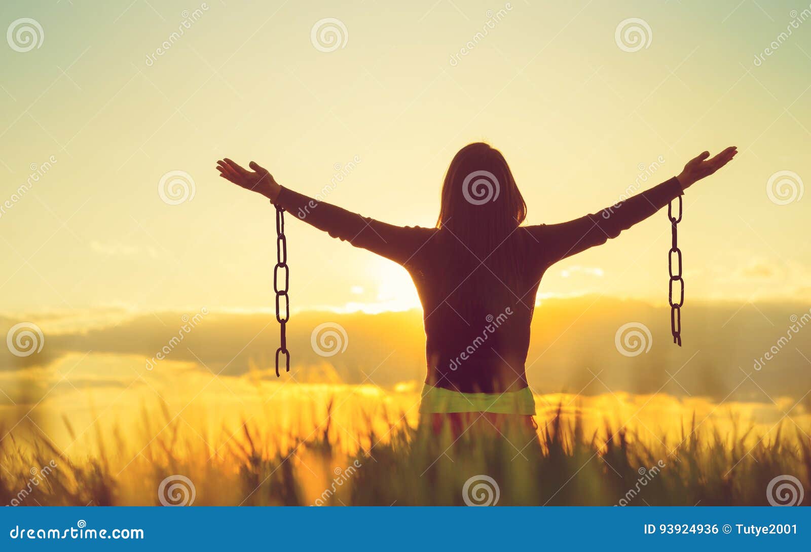 woman feeling free in a beautiful natural landscape