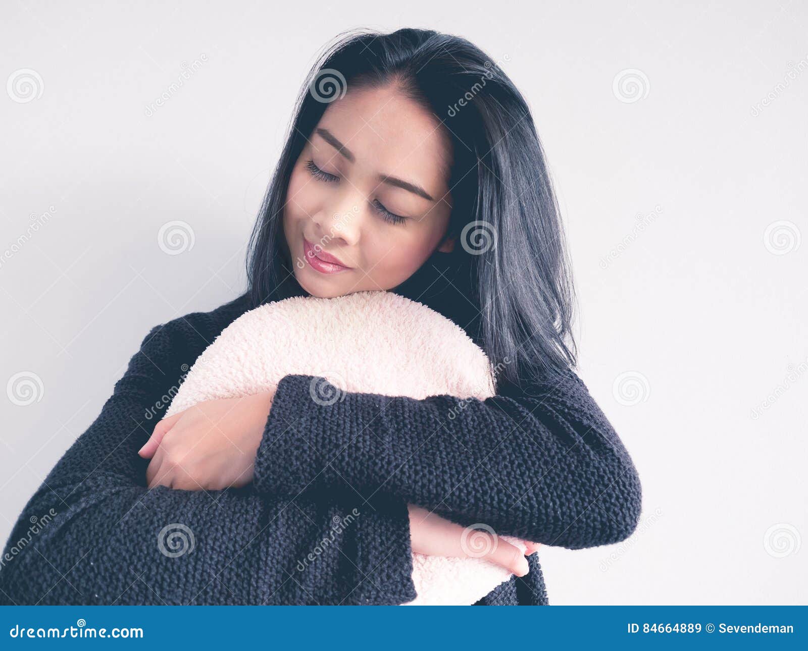 Woman Feels Cold and Miss Her Lover. Stock Image - Image of ...