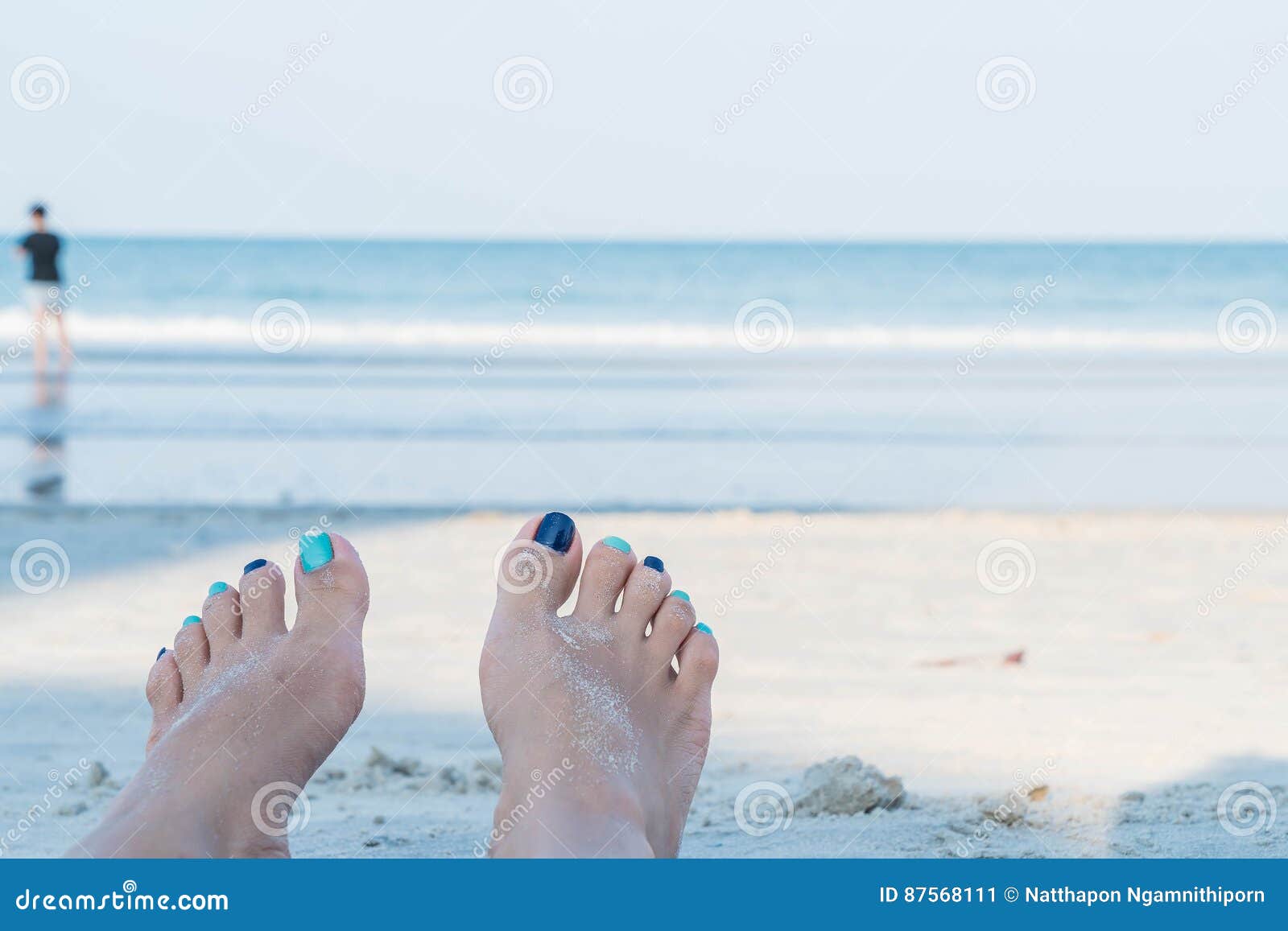 Woman Feet Closeup of Girl Relaxing on Beach Stock Image - Image of ...