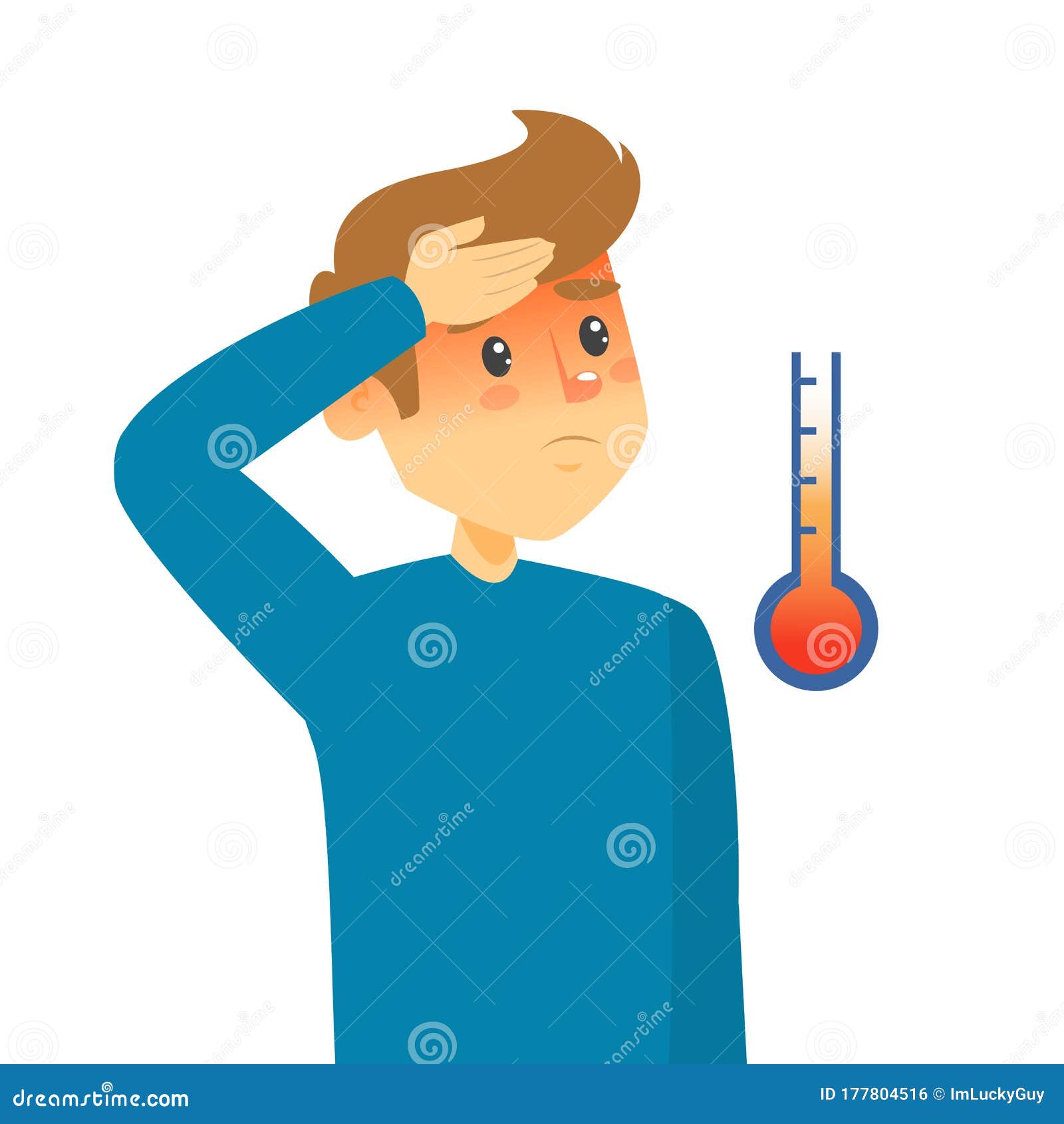 Woman With Fever Vector Isolated. Person Is Sick Stock Illustration