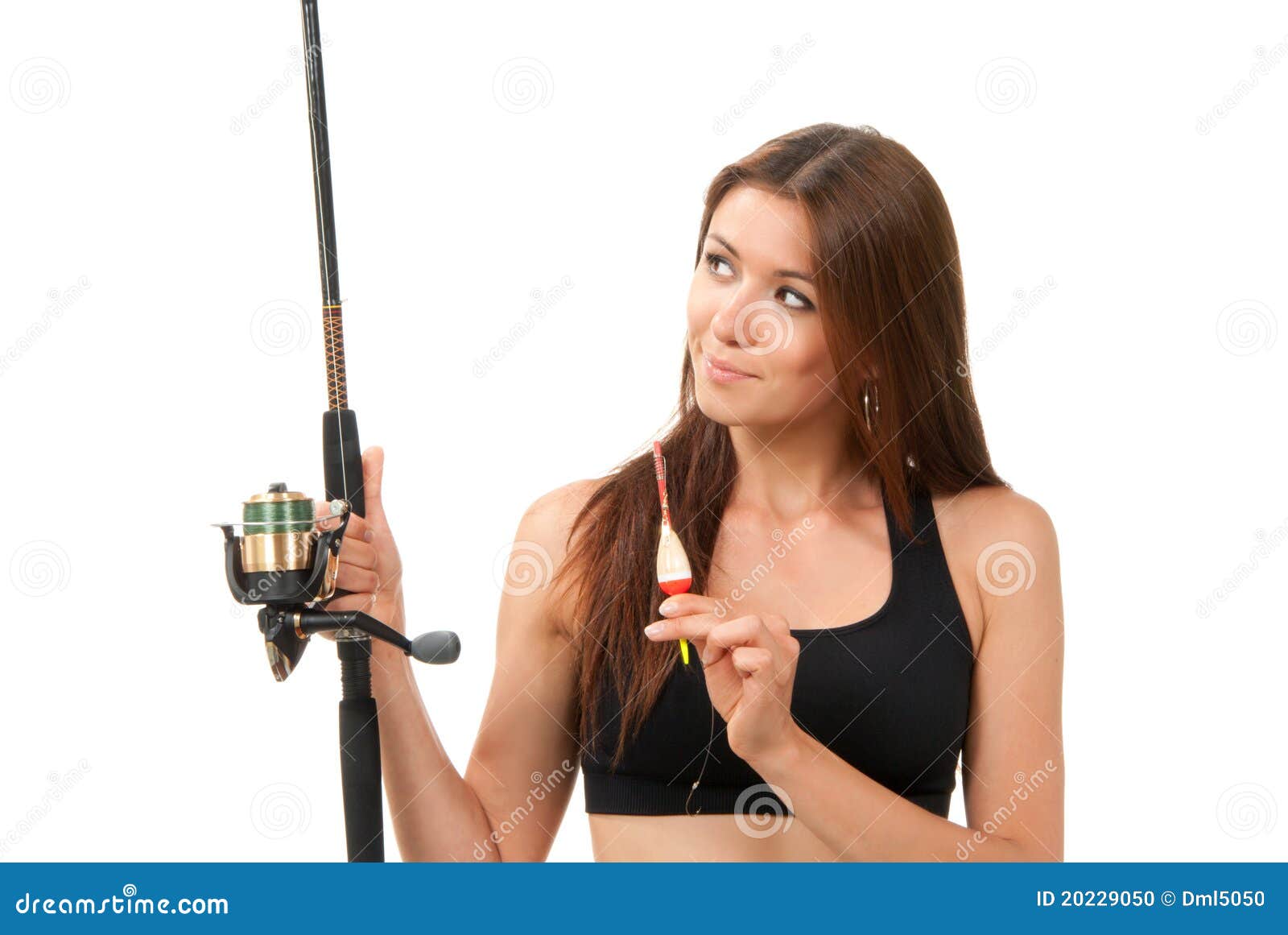 Woman Fishing Pole Rod with Reel Stock Photo - Image of pole, girl