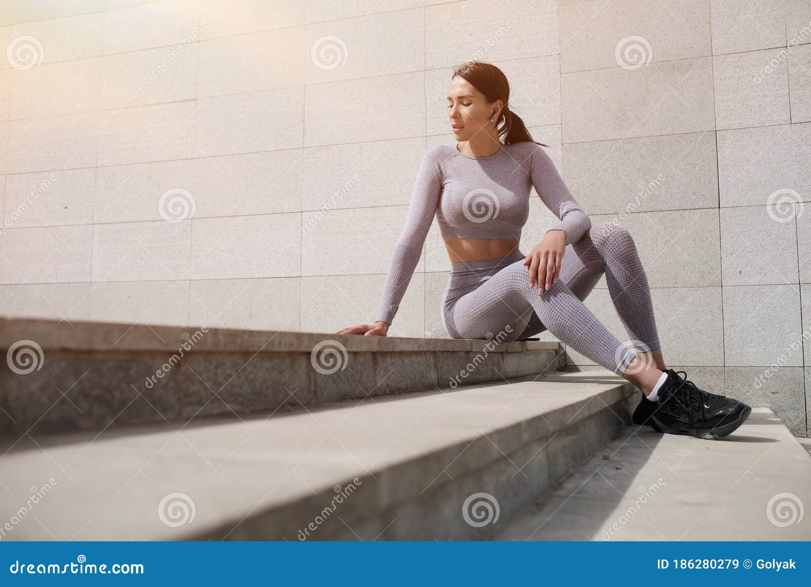 Woman Fitness in Beautiful Style on White Backgrou Stock Image - Image ...