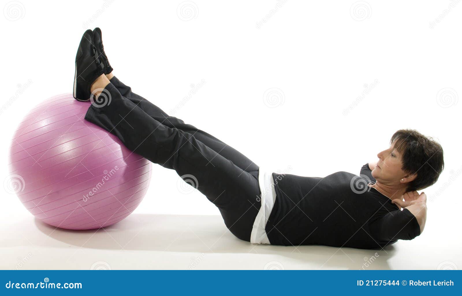 Woman Fitness Exercise Core Training Ball Stock Photo Image of crunch