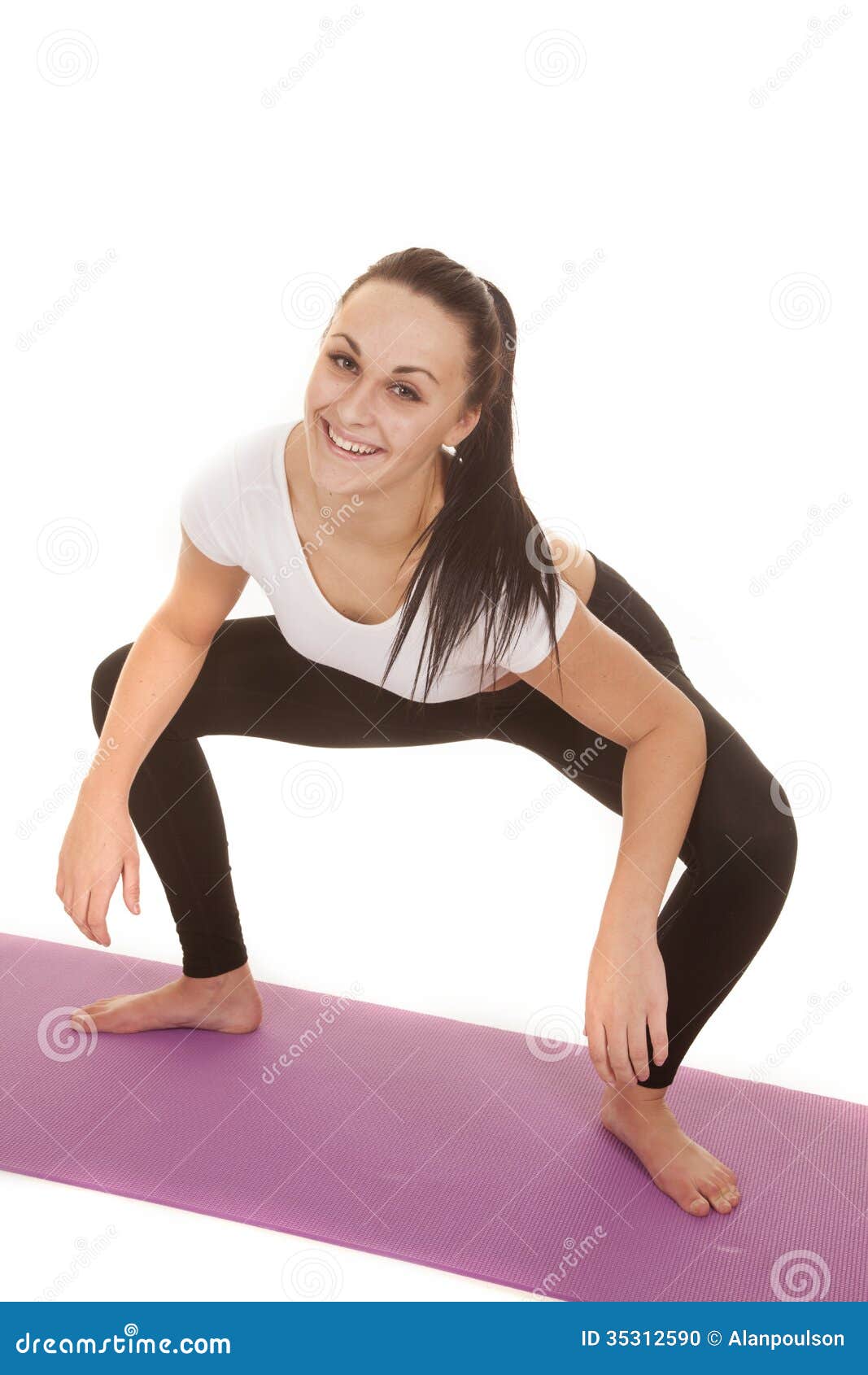 Woman fitness squat smile stock photo. Image of expression - 35312590
