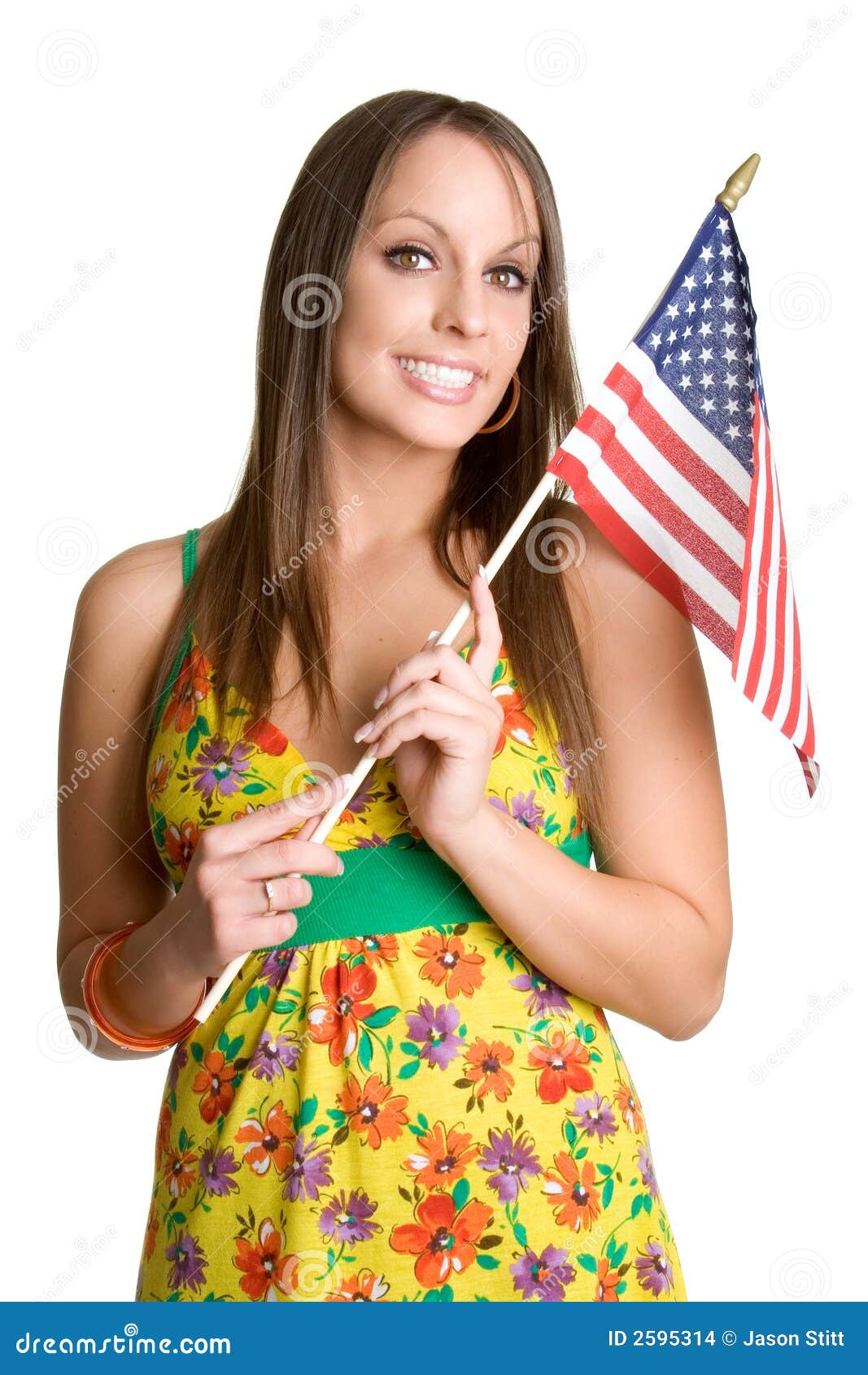 Woman with Flag stock photo. Image of smile, young, women 2595314