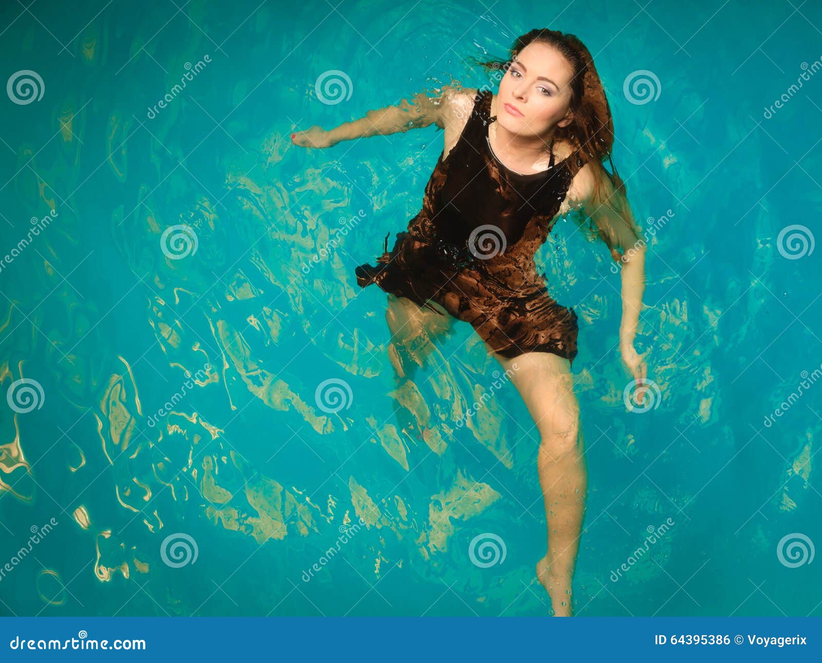 Woman Floating Relaxing in Swimming Pool Water. Stock Photo - Image of ...