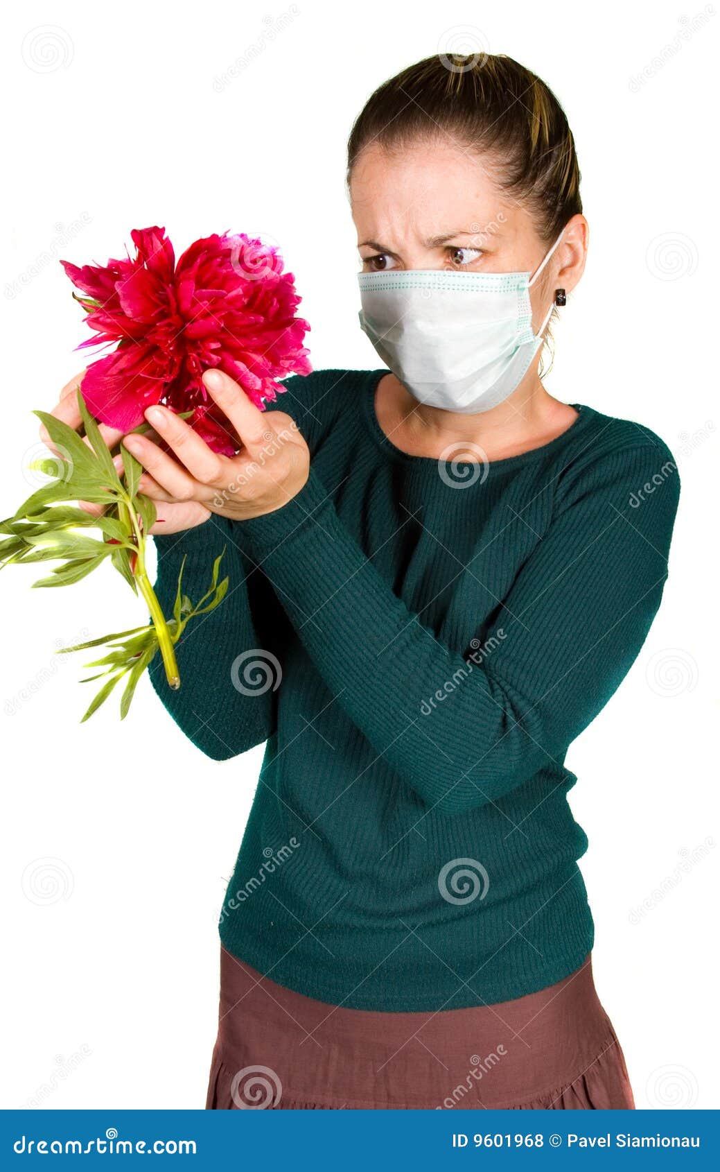 Woman with flower. allergy stock photo. Image of female 9601968