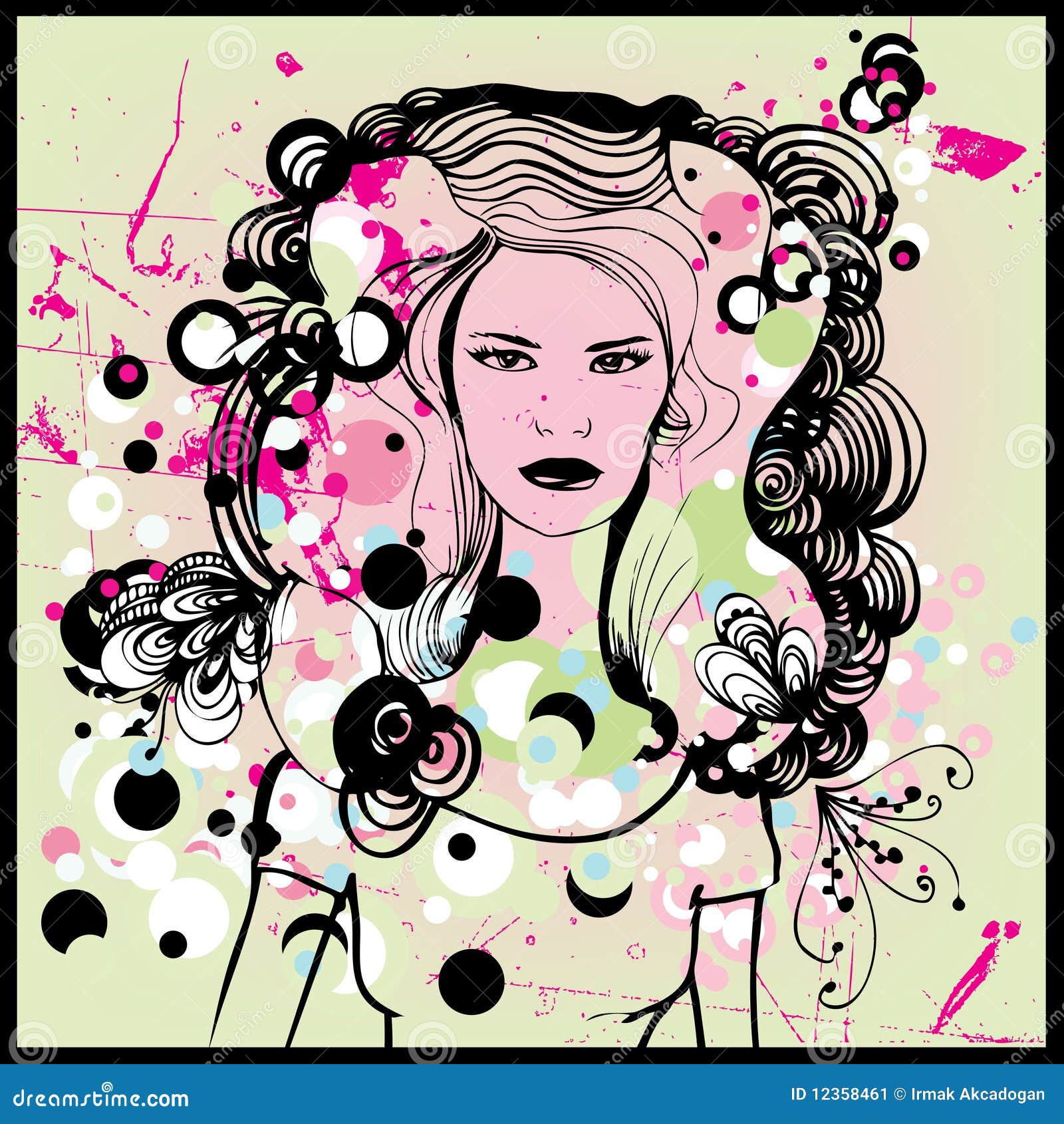 Woman and flowers stock illustration. Illustration of flower 12358461