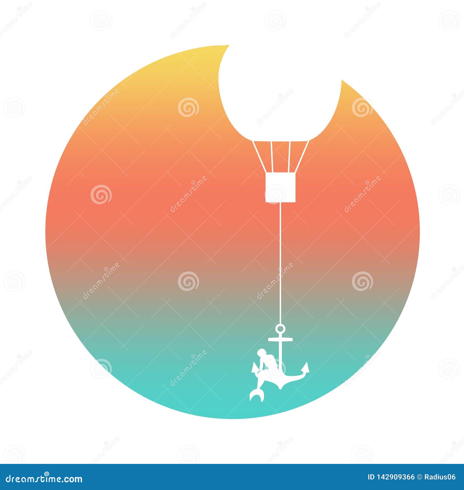 Woman Flying on Air Balloons. Stock Vector - Illustration of flying