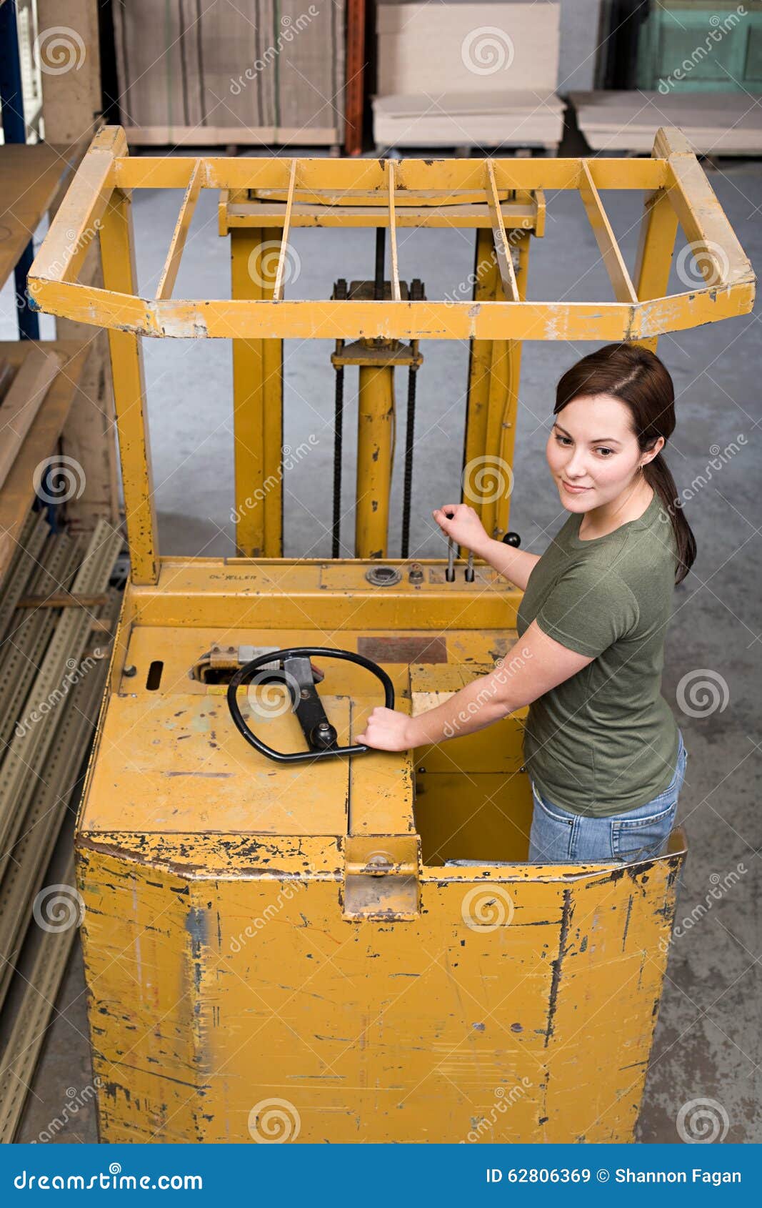 Woman on forklift truck stock image. Image of manufacture 62806369