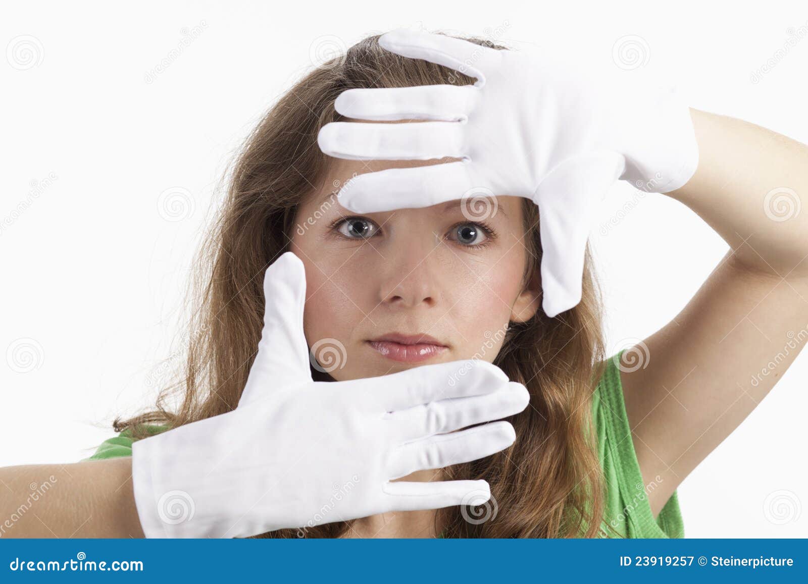 Woman frames her face stock image. Image of protection 23919257