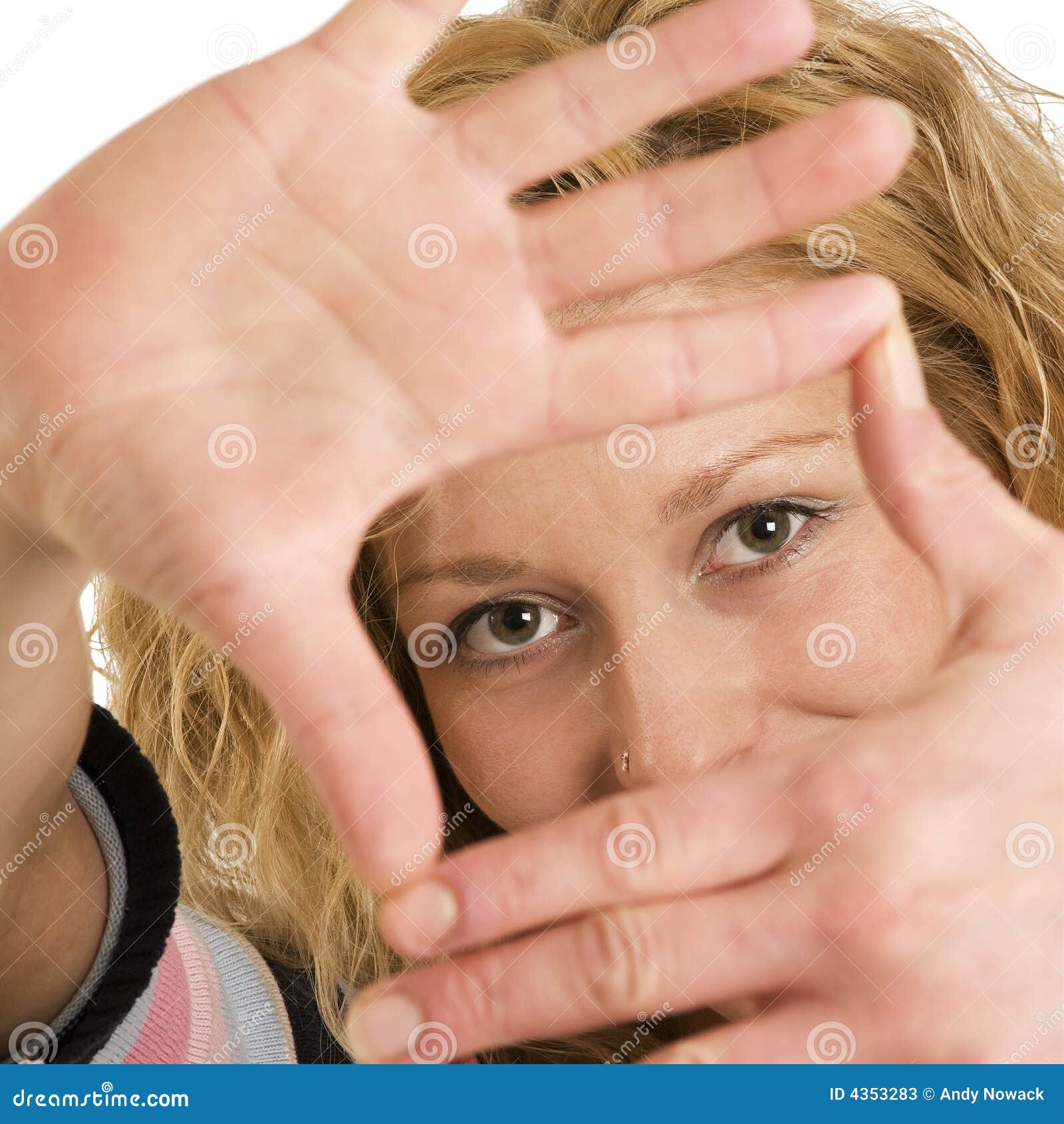 Woman Framing Eyes with Hands Stock Image Image of female, caucasian