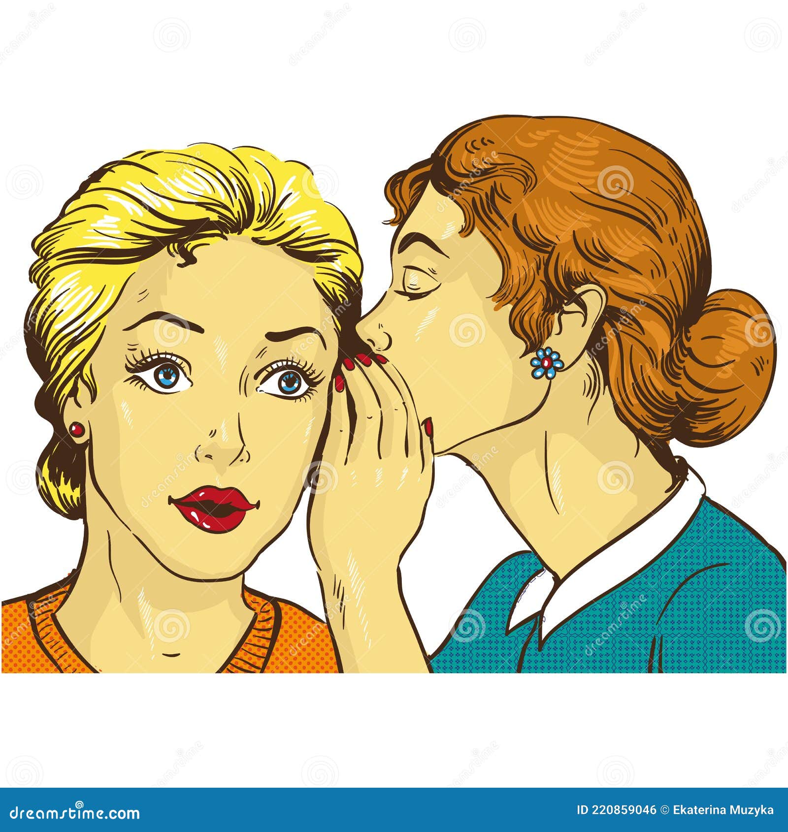 Woman Friend Gossip Pop Art Comic Cartoon Vector Icon Stock Vector