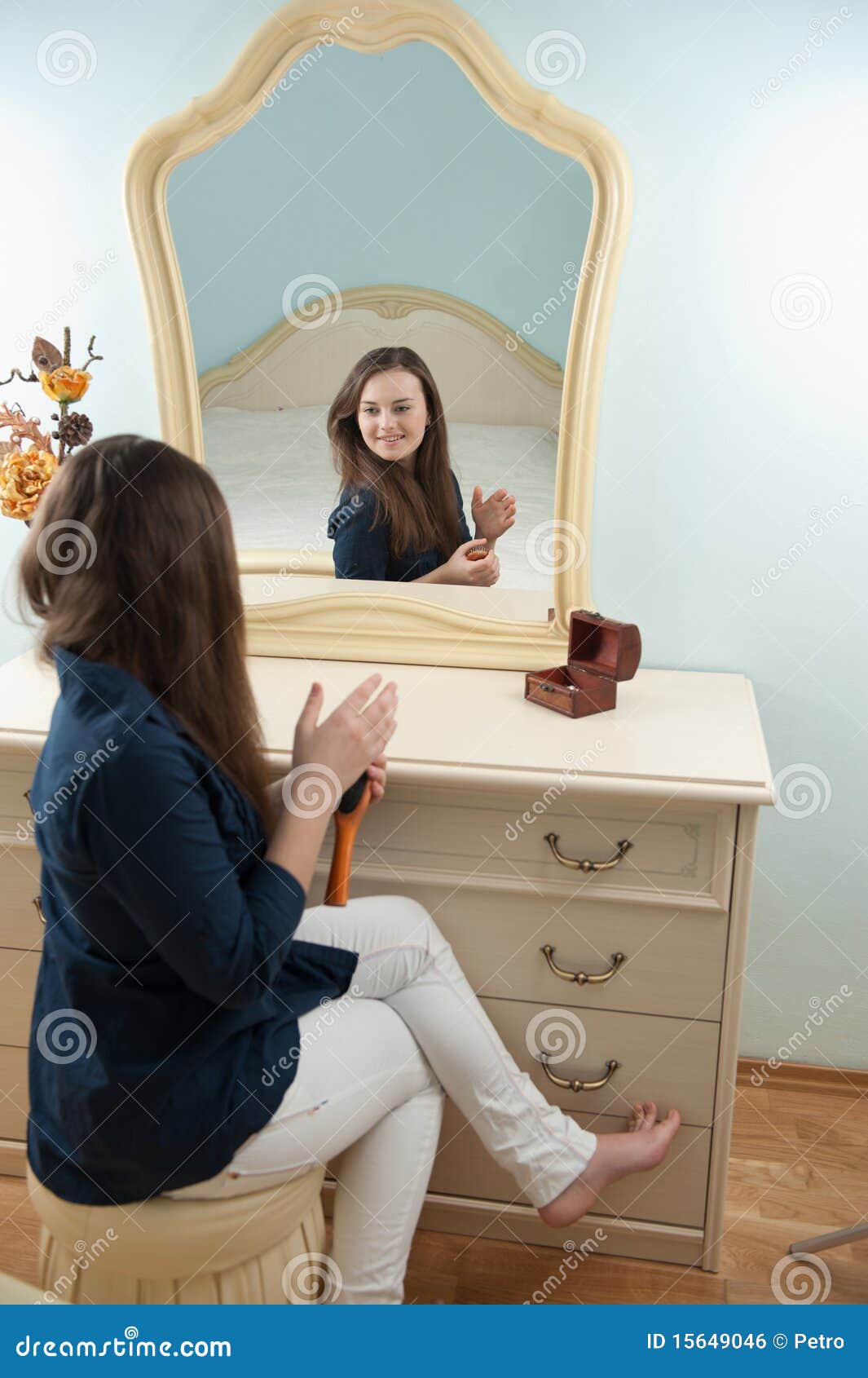 Woman In Front Of Mirror Royalty Free Stock Image - Image 
