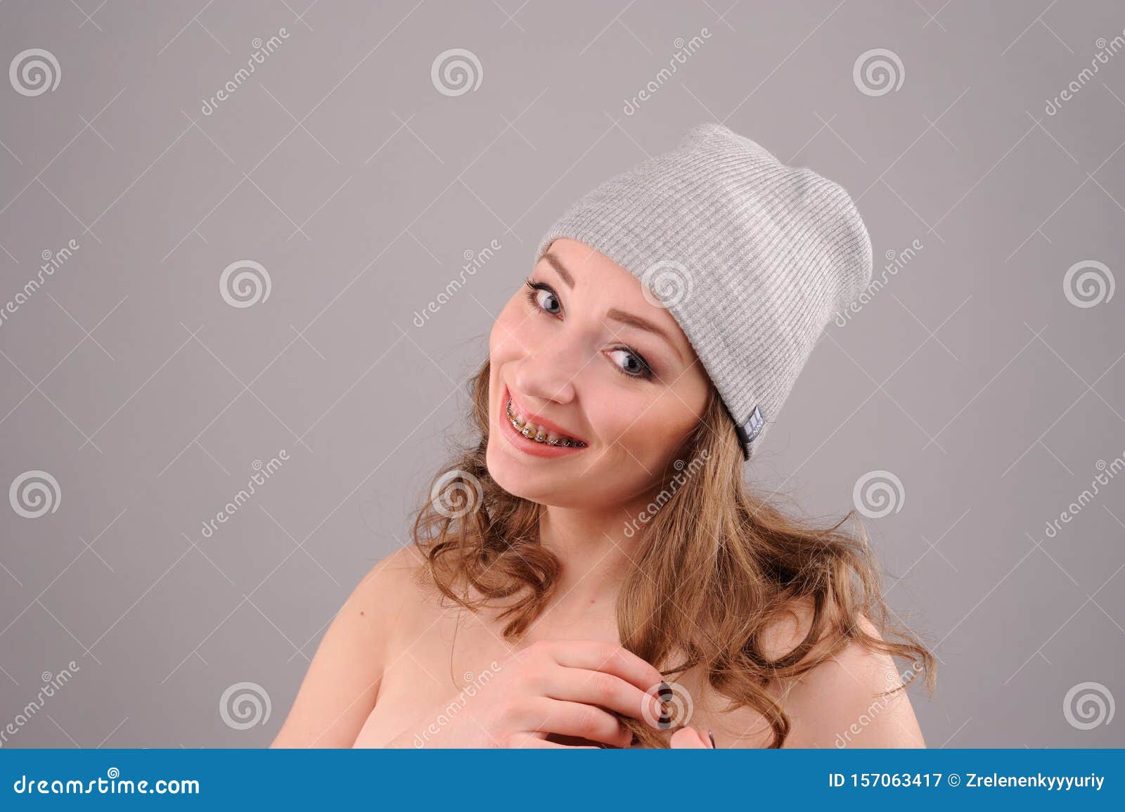 Woman with funny face stock image. Image of happy, brunette - 157063417