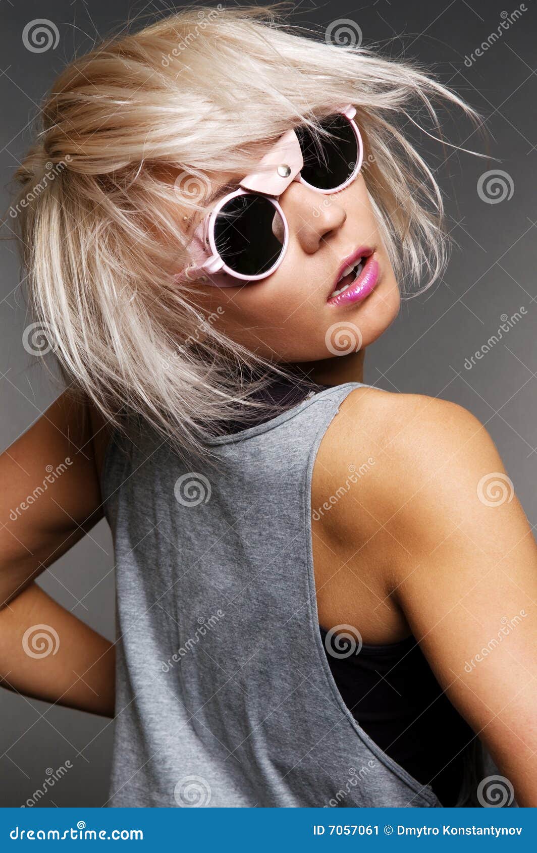 Woman in Funny Sunglasses Turning Stock Image Image of portrait