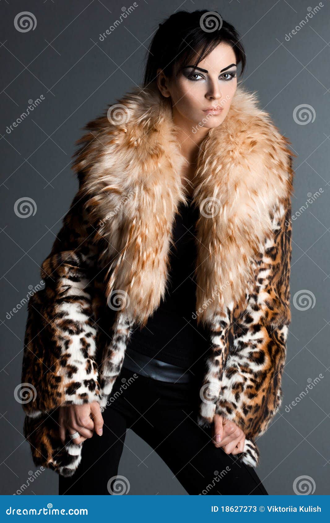 Woman in fur coat stock image. Image of lips, coat, flirt 18627273