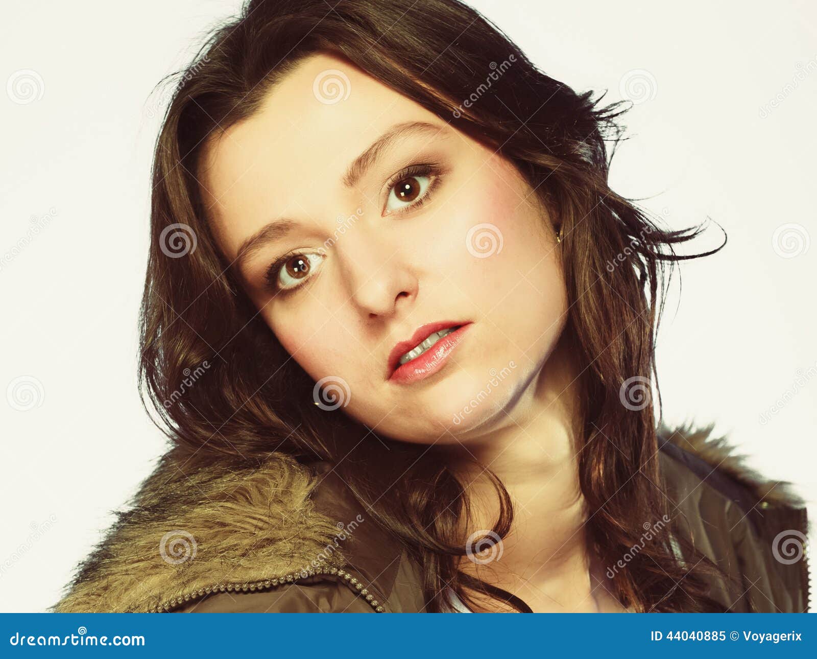 Woman in Fur Collar Portrait. Winter Fashion. Stock Image - Image of ...