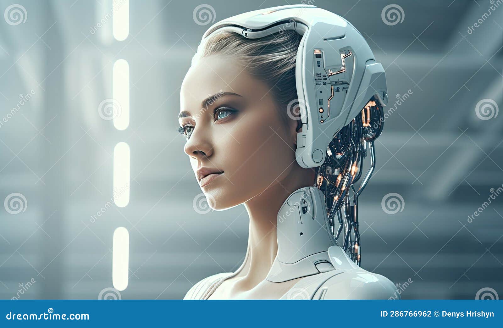 A Woman with a Futuristic Headpiece Stock Illustration - Illustration ...